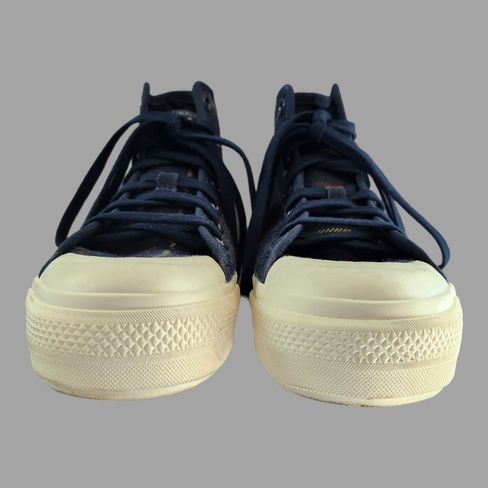 adidas Navy Plaid High-Top Sneakers - Picture 4 of 10